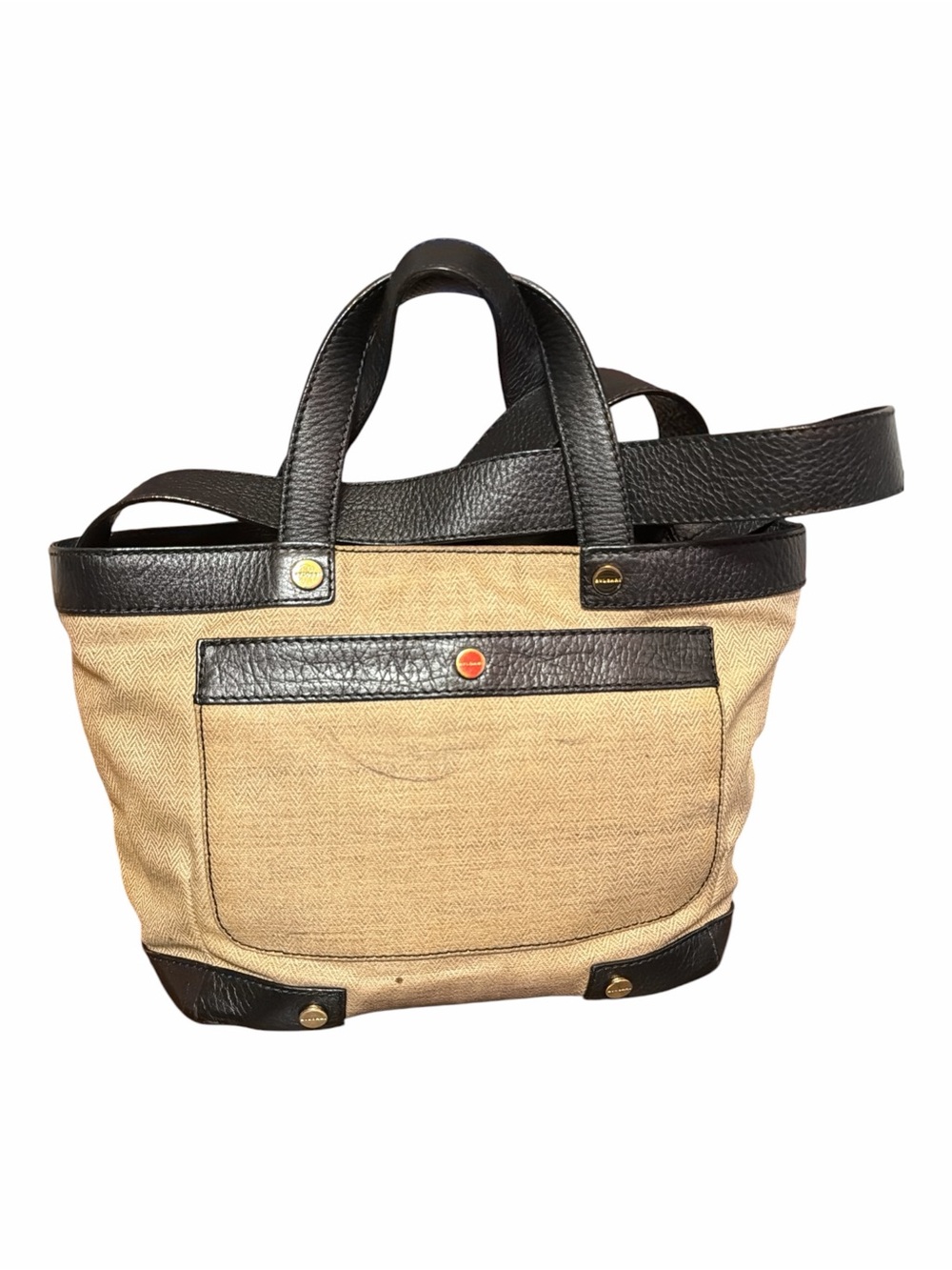 Rare Vintage Authentic BVLGARI "Arte e Antiquaria" Canvas & Black Leather Tote - Picture 3 of 11